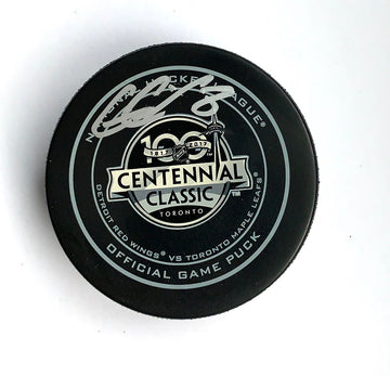 Connor Carrick Autographed Toronto. Maple Leafs Centennial Puck