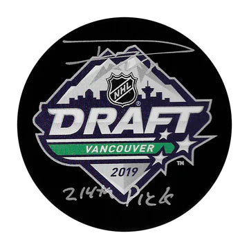 Dustin Wolf Autographed Draft Puck pick 214th 2019 Draft