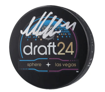 Macklin Celebrini Autographed Draft Puck 2024 Draft 1st Pick