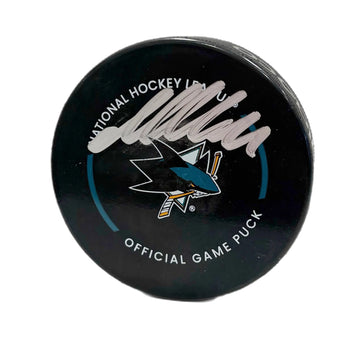 Macklin Celebrini Autographed San Jose Sharks Authentic Game Puck