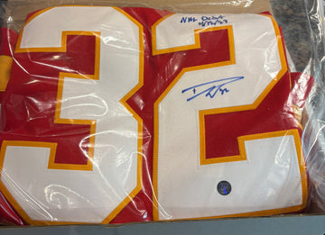 Dustin Wolf Calgary Flames Autographed Premier Jersey Inscribed NHL DEBUT 04/12/23