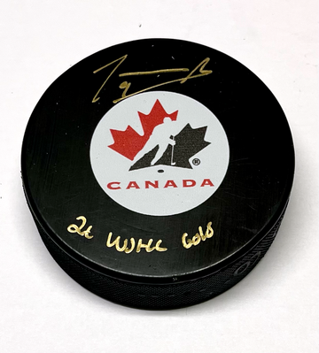 Joshua Roy Autographed 2x Gold Team Canada Puck