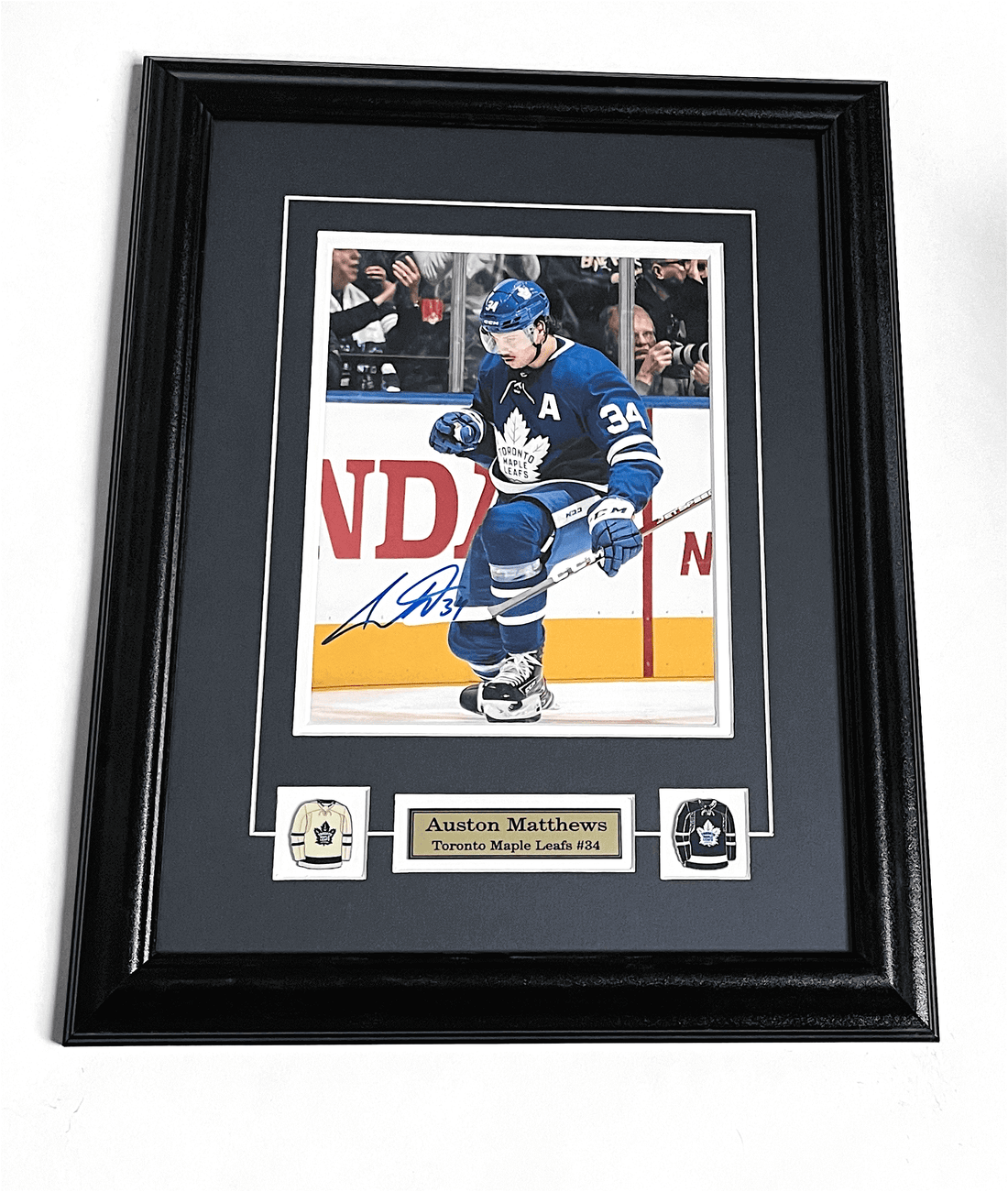 Auston Matthews Autograph Toronto Maple Leafs Framed Hockey Memorabilia. Accompanied with a Certificate of Authentication.