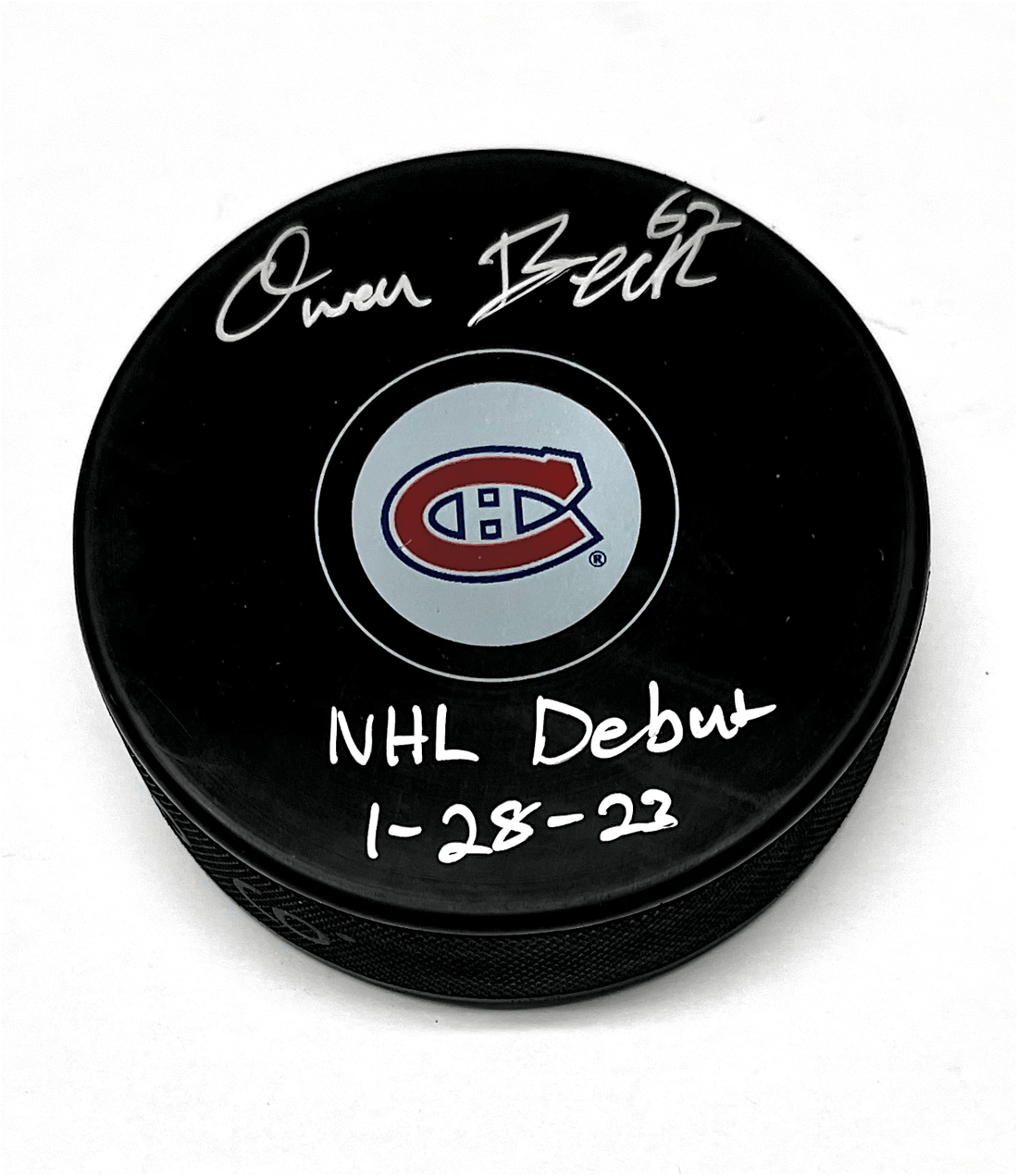 Owen Beck Montreal Canadiens autographed puck