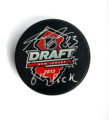 Sean Monahan Autographed Draft Puck 2013 Pick #6