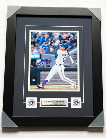 Andres Gimenez Autographed Toronto Blue Jays 8X10 Photo Framed