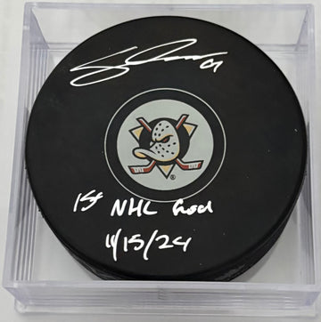 1st Goal Inscribed Cutter Gauthier Autographed Anaheim Ducks Puck