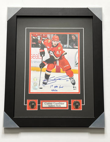 Autographed Framed 1st Goal Inscribed Cutter Gauthier Autographed Anaheim Ducks