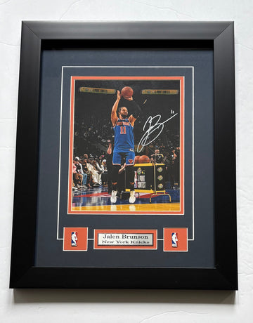 Jalen Brunson Bill Russell NBA Finals MVP Trophy Autographed Framed
