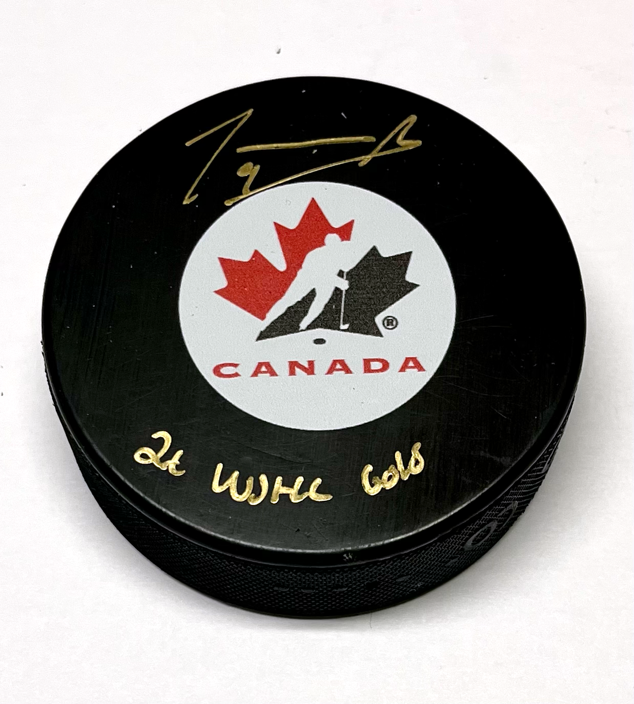Joshua Roy Autographed 2x Gold Team Canada Puck