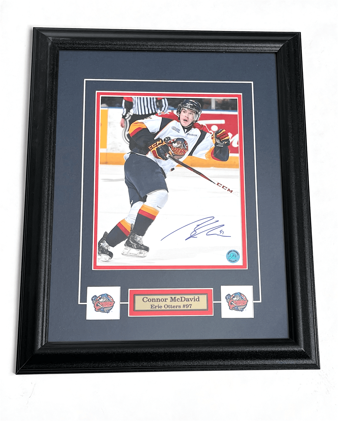 Connor McDavid autographed framed Erie Otters hockey memorabilia