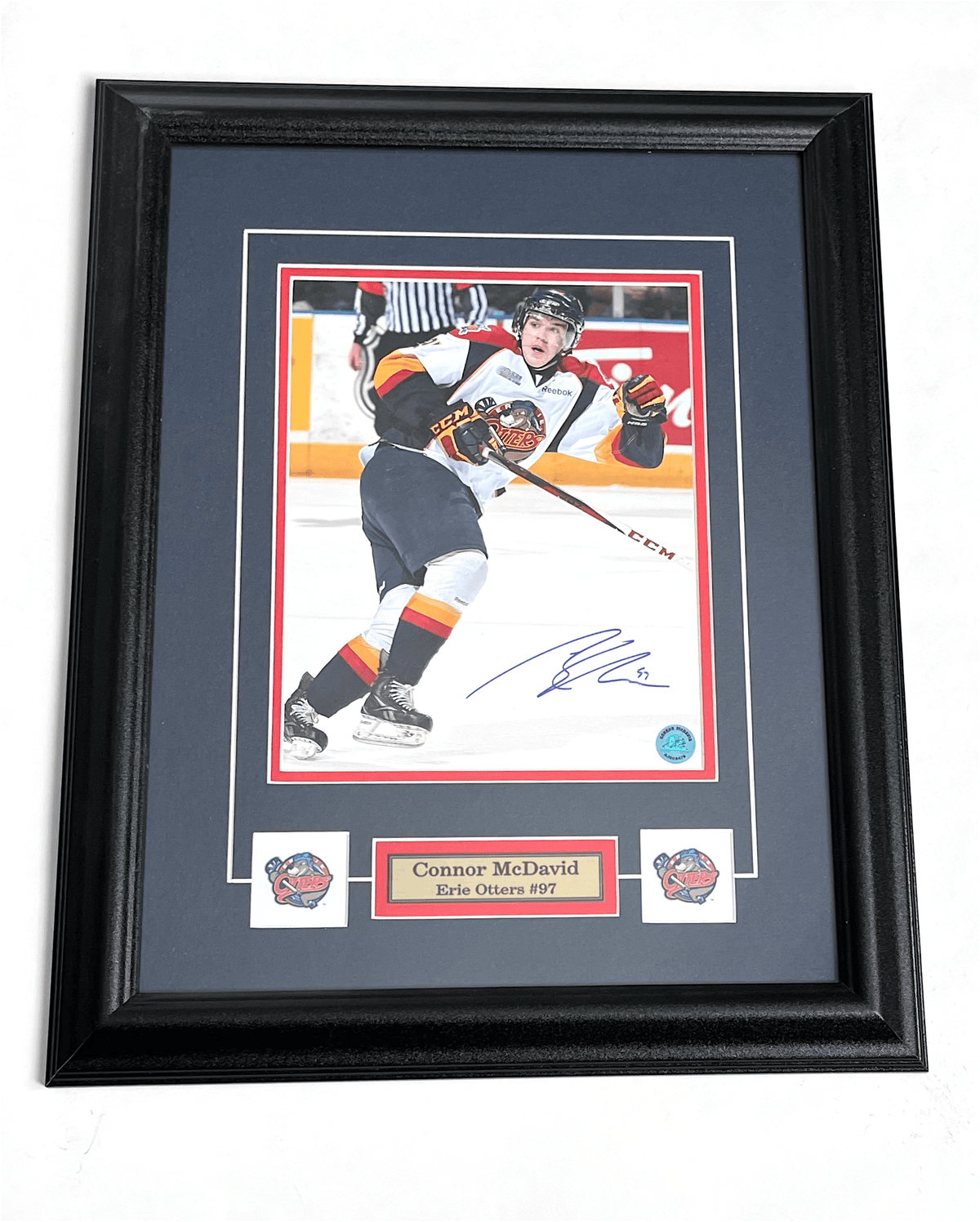 Connor McDavid autographed framed Erie Otters hockey memorabilia