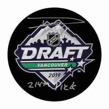 Dustin Wolf autographed hockey draft puck 2019