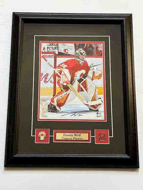 Dustin Wolf Calgary Flames autographed framed memorabilia