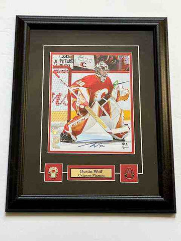 Dustin Wolf Calgary Flames autographed framed memorabilia