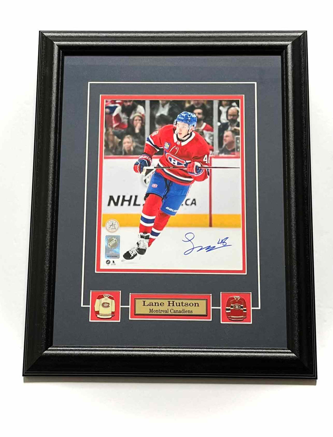 Lane Hutson Montreal Canadiens autographed framed hockey memorabilia