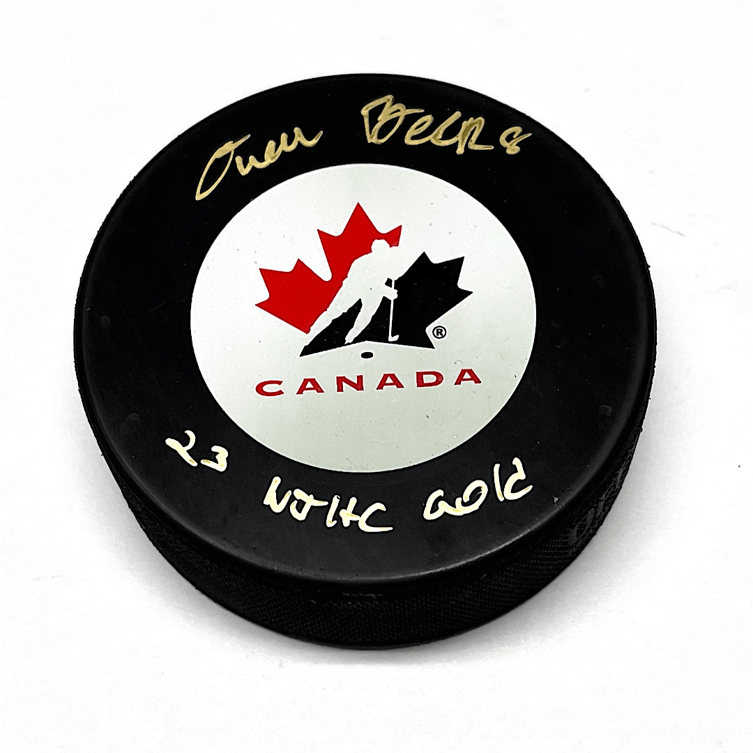 Owen Beck team Canada 2x gold autographed puck